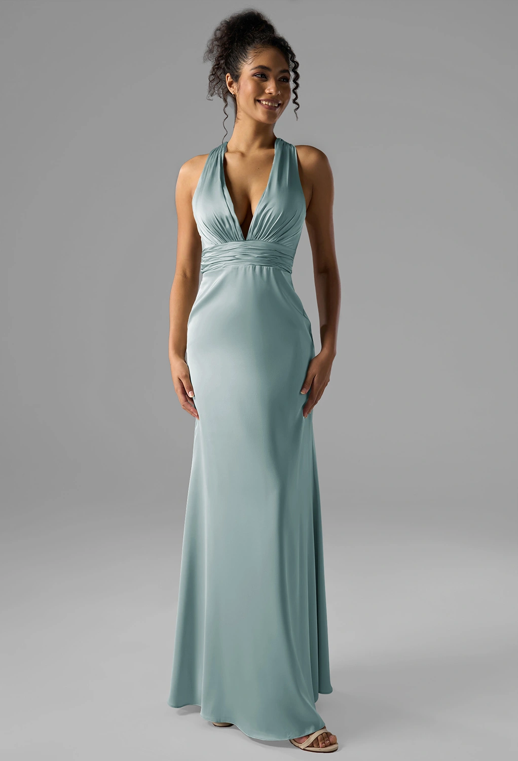 blue dress for baby girl Floor Length Long Mismatched Dusty Blue Bridesmaid Dresses Chiffon US0 / Same As Picture / A main image 0