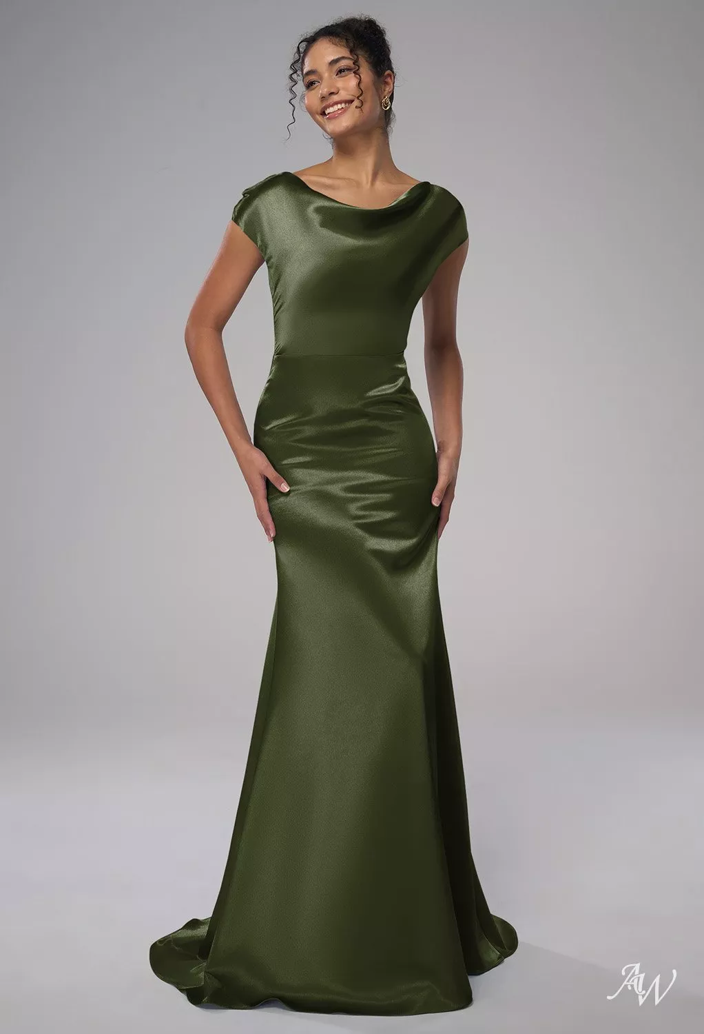 blue dress for baby girl Rewritten Brooklyn Bridesmaid Dress in Olive Green Satin – We Do Bou main image 0