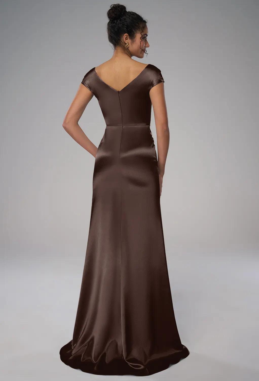 blue dress for baby girl Chocolate Brown Bridesmaid Dresses One Shoulder Sheath/Column Ruched Chiffon Bridesmaid Dresses with Slit main image 1