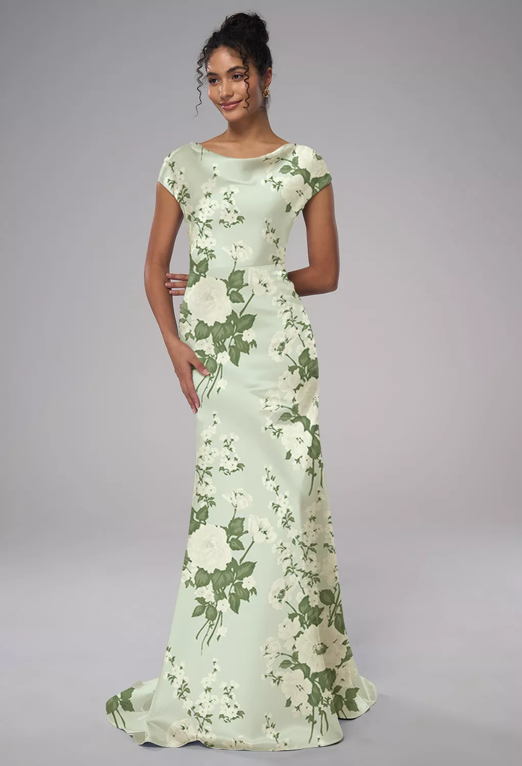 Mottled Moss Green, Green Floral Bridesmaid Dresses | AW.Bridal