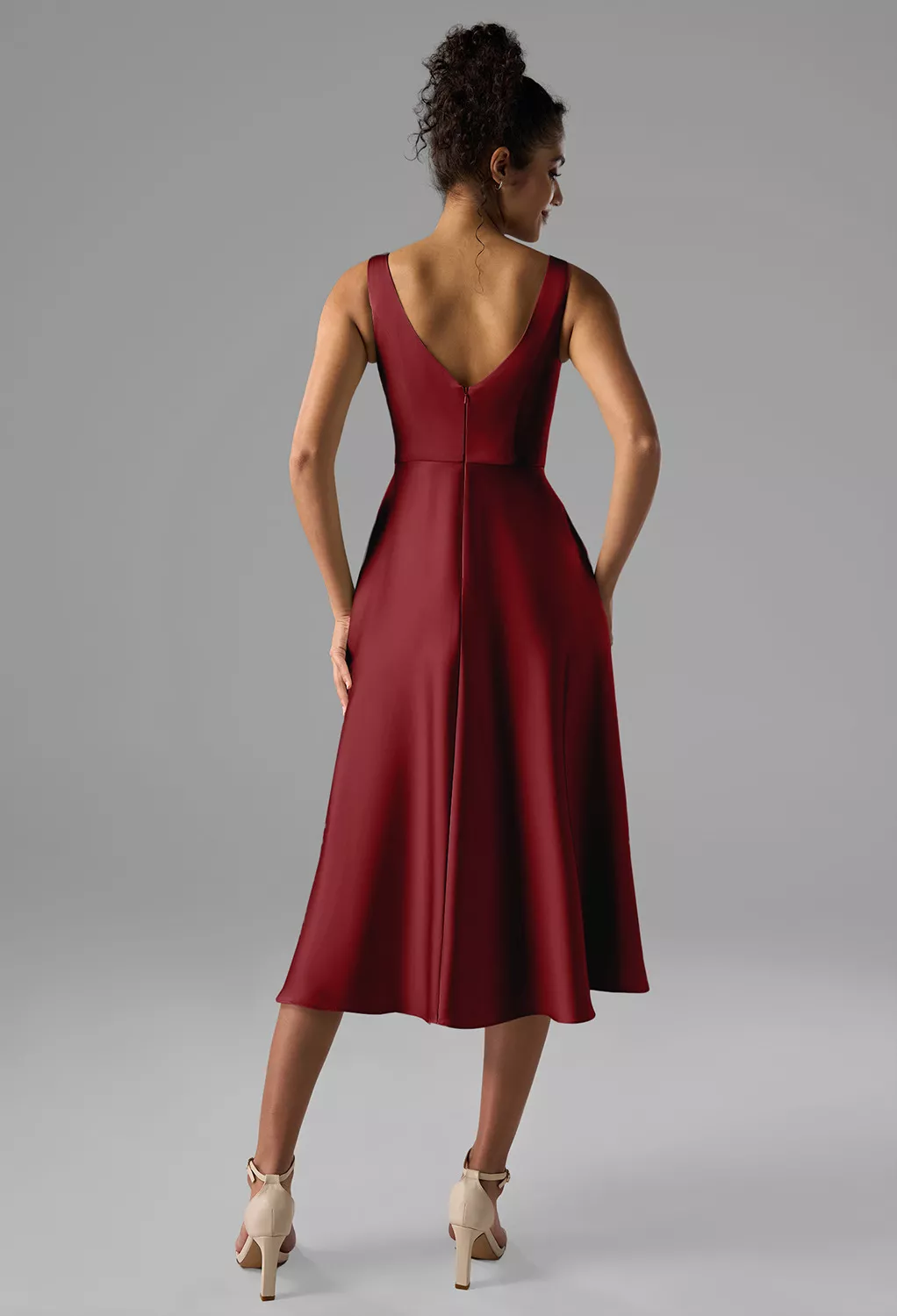burgundy dress summer wedding V-Neck Burgundy Sequin Appliques Tight Homecoming Dress – FancyVestido main image 0
