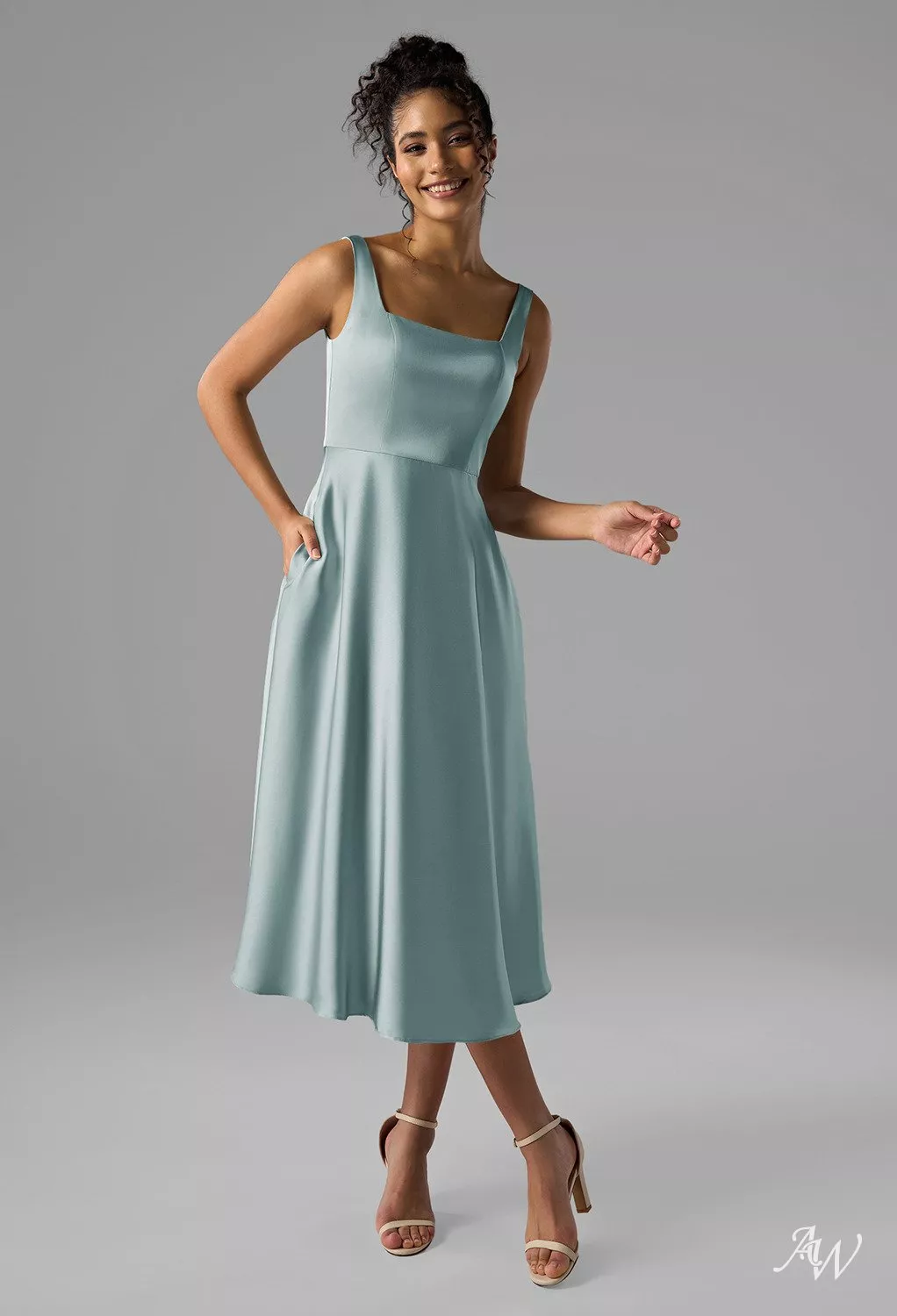 mist bridesmaid dresses AW Asa Satin Charmeuse Sleeveless Back YGroup_D669 SHEIN LUNE Plus Size Size:10/L