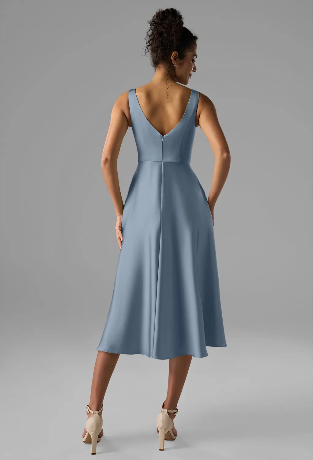 short light grey bridesmaid dresses Slate Gray Web Collection: Bachelorette Set Option:Dress & Headband Cross over pleated embellished Customized service and Rush