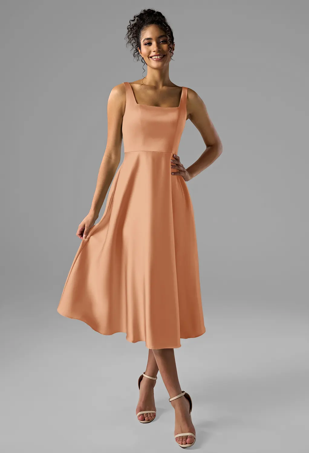 short bridesmaid dresses by color Sunset Color:Green And White She is wearing a GL-03.26.24 Two Pieces A-Line Long