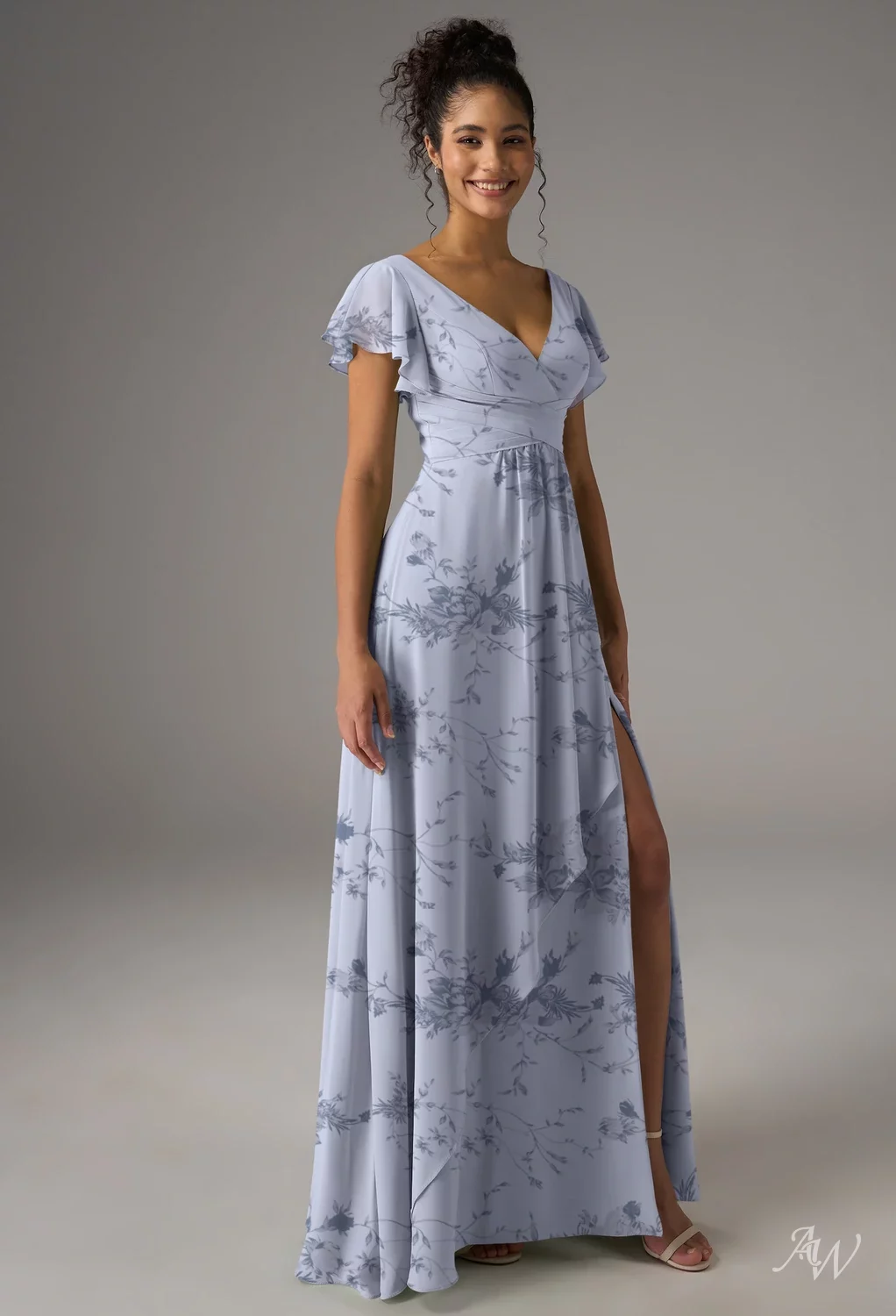 AW Maizie Dress, Sage Green Chiffon Floor Length V-Neck Bridesmaid ...