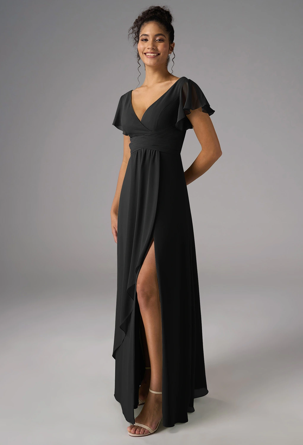 black beach bridesmaid dresses Floral Ruffle Sun Dress main image 1