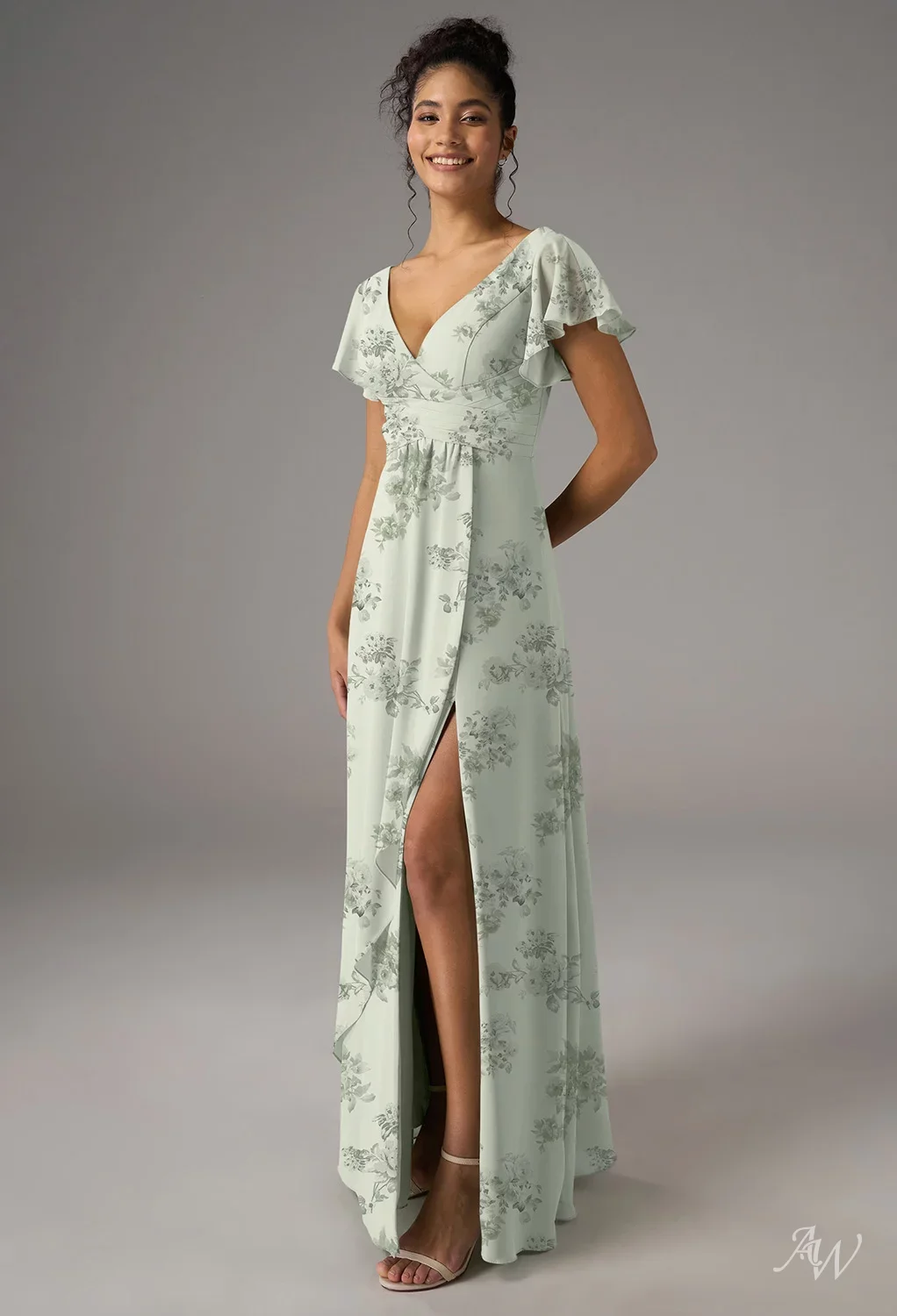 pistachio bridesmaid dress AW.Bridal A-line V-Neck Floor Length Short Sleeves Ruffles Split Floral Dresses Floral Green Penoy Size 16 2024-SOHO-ALLOCATION-SEPT Proenza Schouler Ella Matte Size:4-6yr The waist of the
