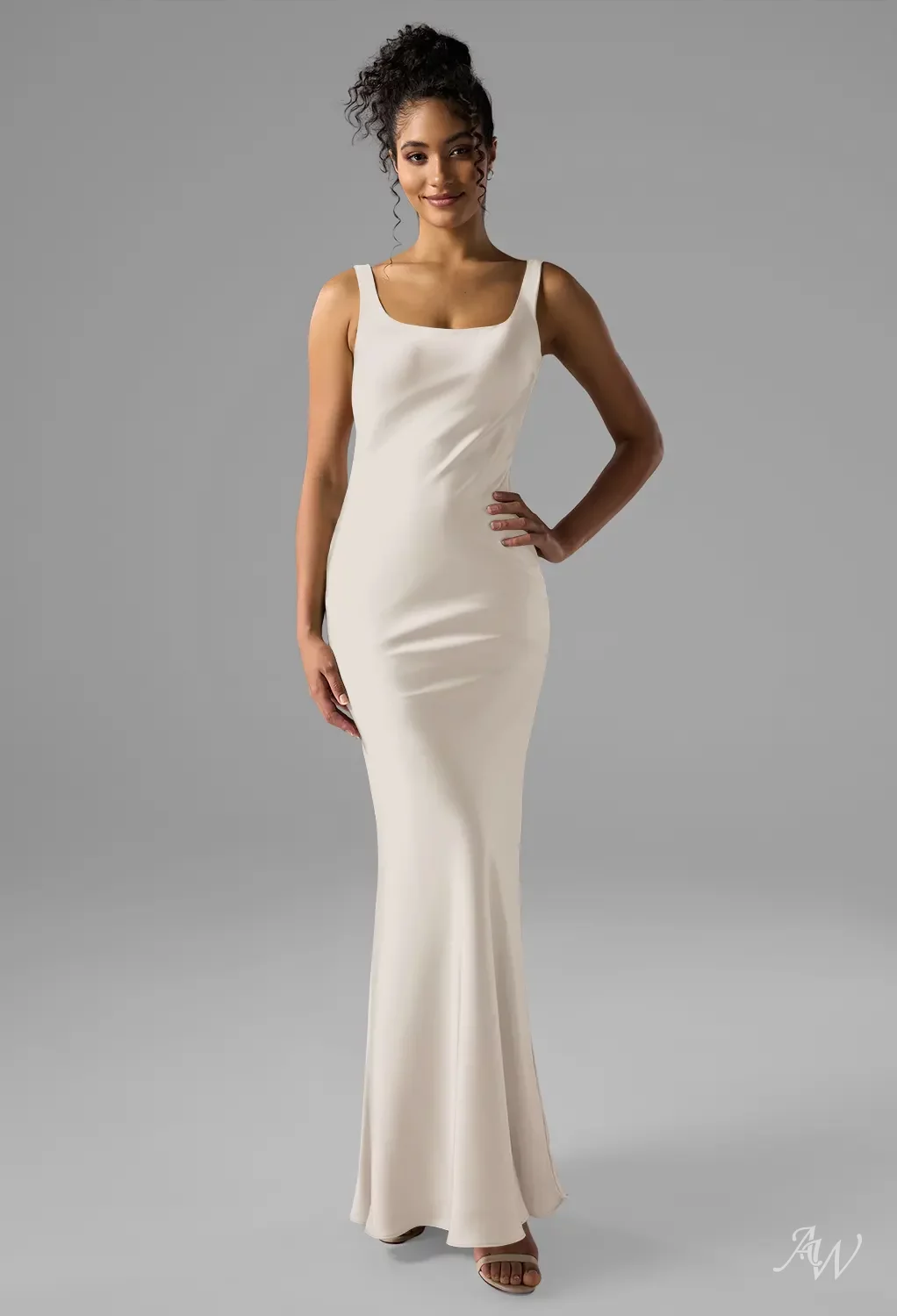 butter cream bridesmaid dress AW.Bridal Mermaid Scoop/U-Neck Sleeveless Spaghetti Straps Satin Backless Crisscross Back Long Dresses Buttercream Size 6 Category_Outlet Reiss - Indigo Blue COLOR:As Photo(Pink) sculpted line defines this