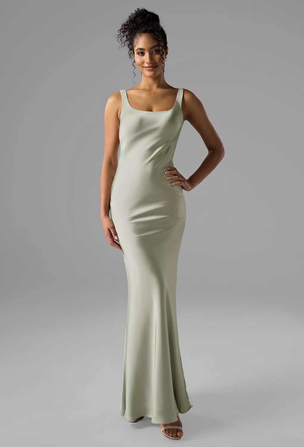 green swim dress Sexy Mermaid Sage Green Prom Dresses One Shoulder – alinanova main image 1