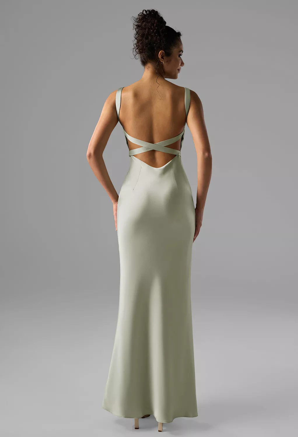 green emerald velvet dress Halter V Neck Backless Sage Long Prom Dresses with High Slit, Backless   morievent