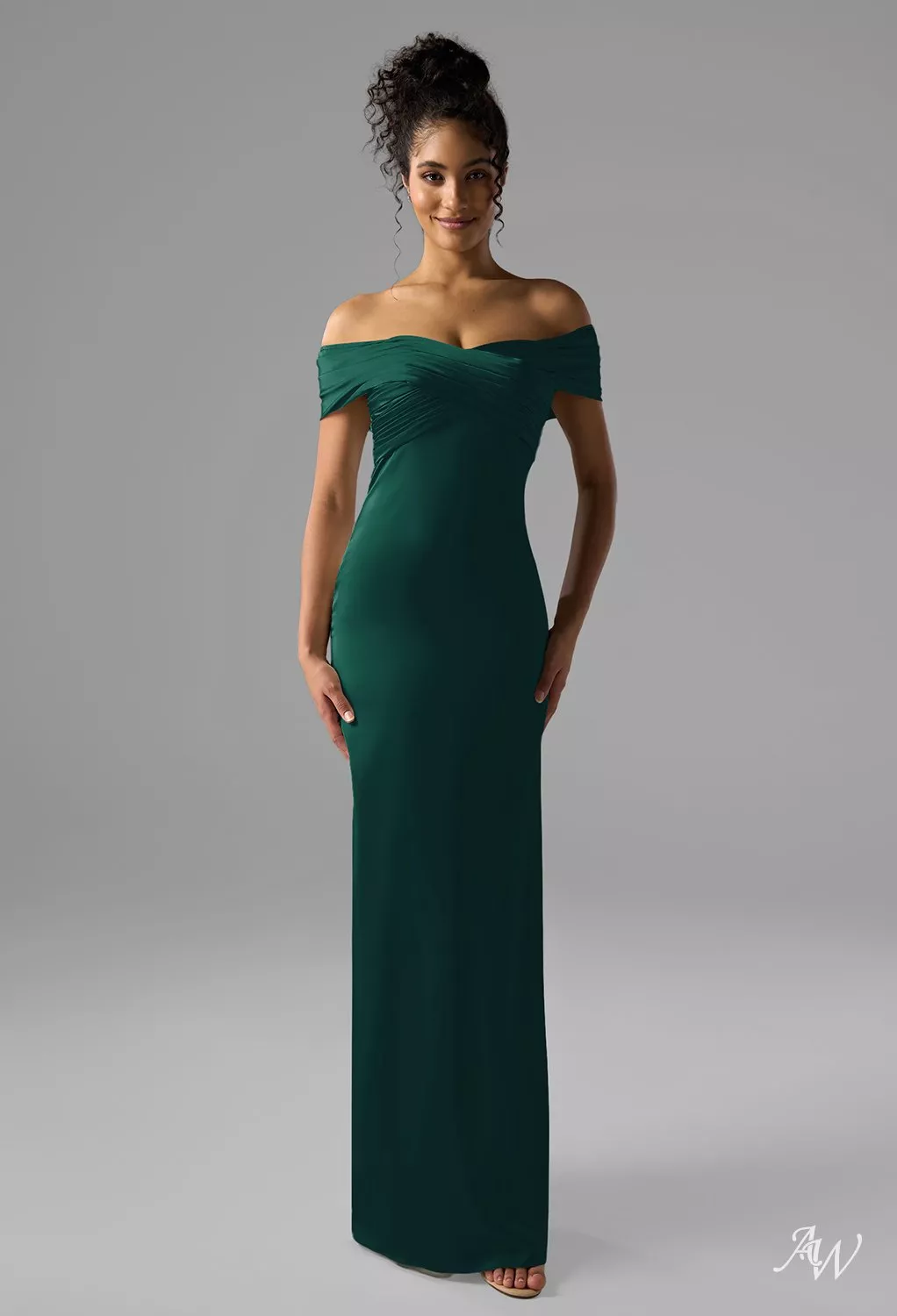 off the shoulder hunter green dress Linka Off-Shoulder Tie Back Midi Dress Forest Green main image 1