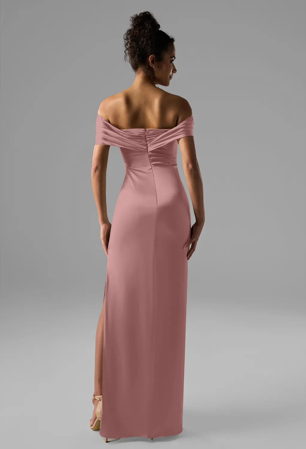 terracotta bridesmaid dress Satin Dresses Elegant V-Neck A Line Slit Stretch Satin Long Bridesmaid and glamorous celebrations Terracotta | Bridesmaid – Baltic