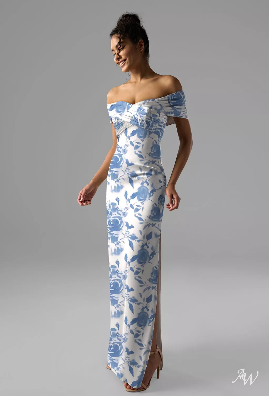 fantasy bridesmaid dresses AW.Bridal A-line One Shoulder Floor Length Satin Floral Plus Size Dresses Floral Dress Oceanic Fantasy Rose Size 6