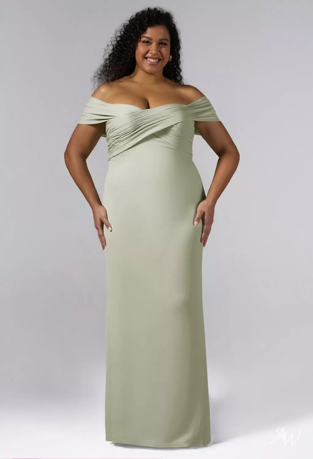 bridesmaid dresses size 4 AW.Bridal Column Off the Shoulder Floor Length Sleeveless Off the Shoulder Satin Long Bridesmaid Dresses Dress Sage Green Plus Size 16