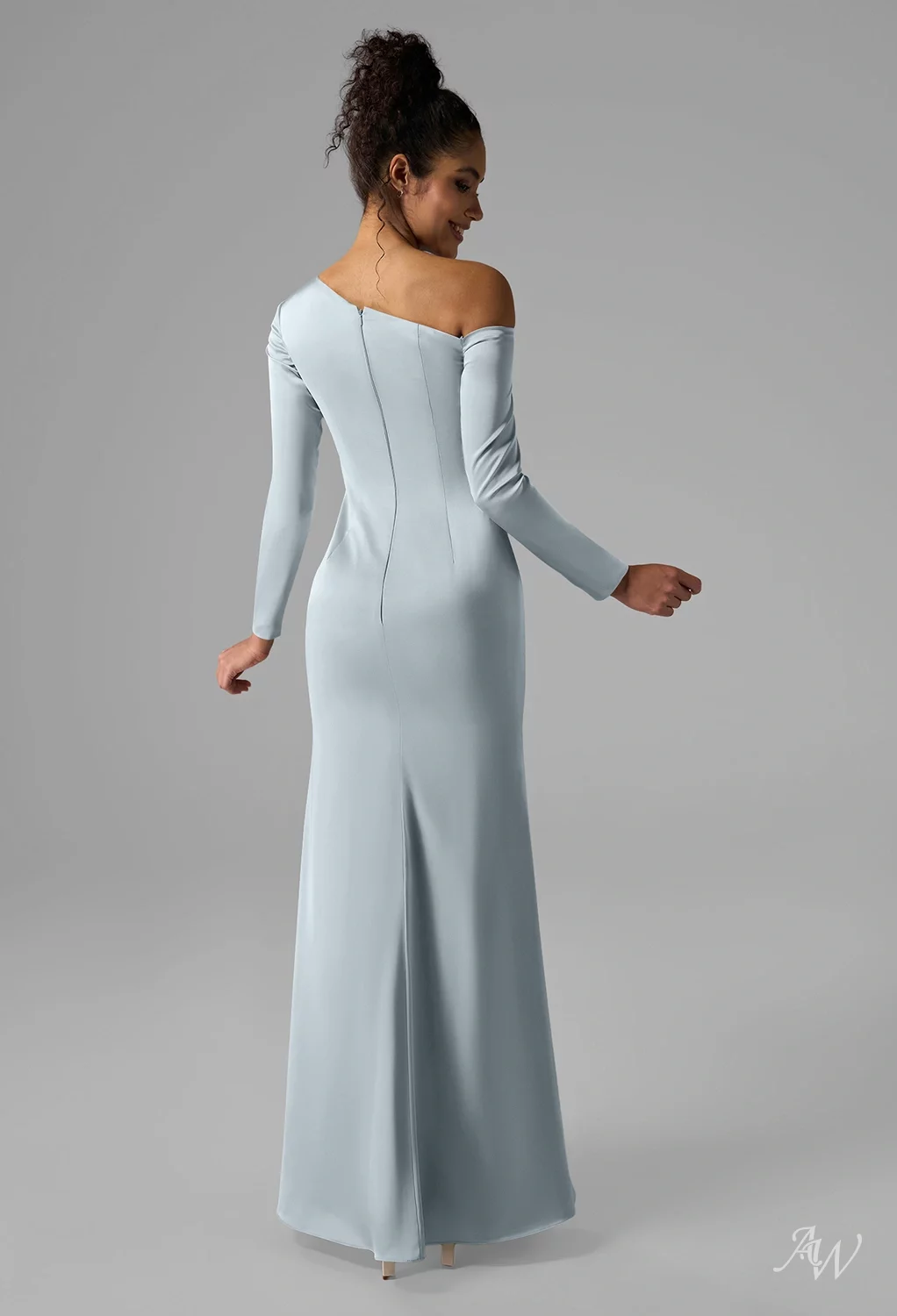 anya blue dress AW.Bridal Mermaid One Shoulder Floor Length Satin Wedding Guest Dresses Baby Size 16 MERMAID BLACK PROM DRESS