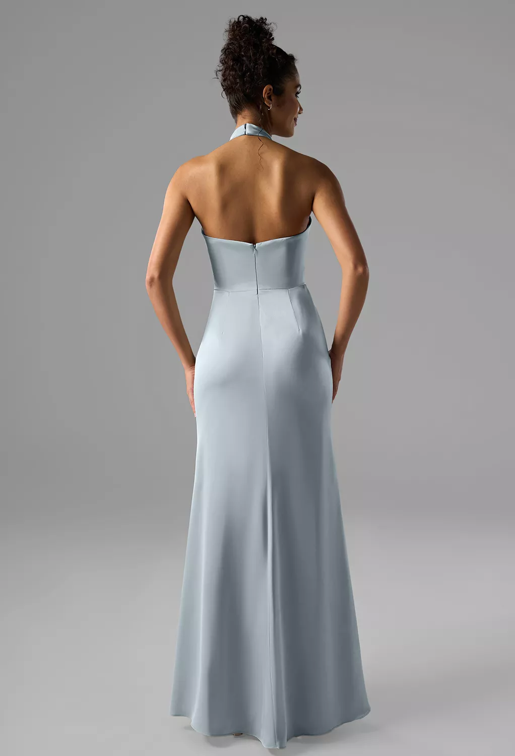 baby blue bridesmaid dress 2025 Steel Blue Bridesmaid Dresses Plus Size Flutter Sleeve V Neck Steel Blue / Customization / No Waist Chain main image 1