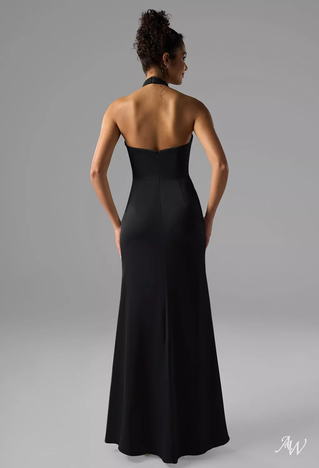 backless turtleneck dress sleeveless High Collar Maxi Dress XL / GREY