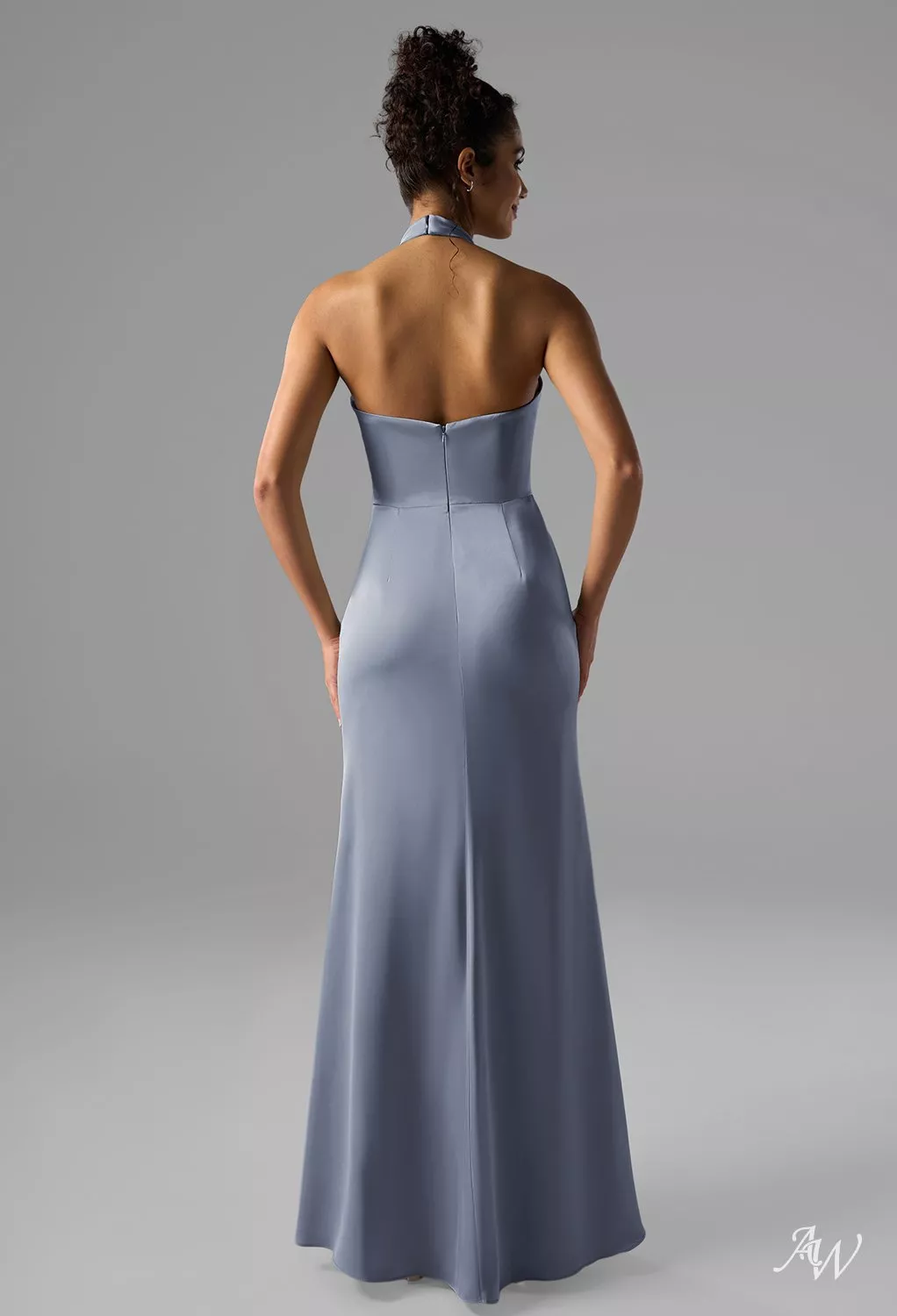 aiden blue dress AW.Bridal Mermaid Turtleneck Floor Length Sleeveless Satin Ruching Split Plus Size Dresses Dusty Plus Size 18 75% Cotton Size_XL - US 10 Staan - Short-Sleeve Flower Size:M/L