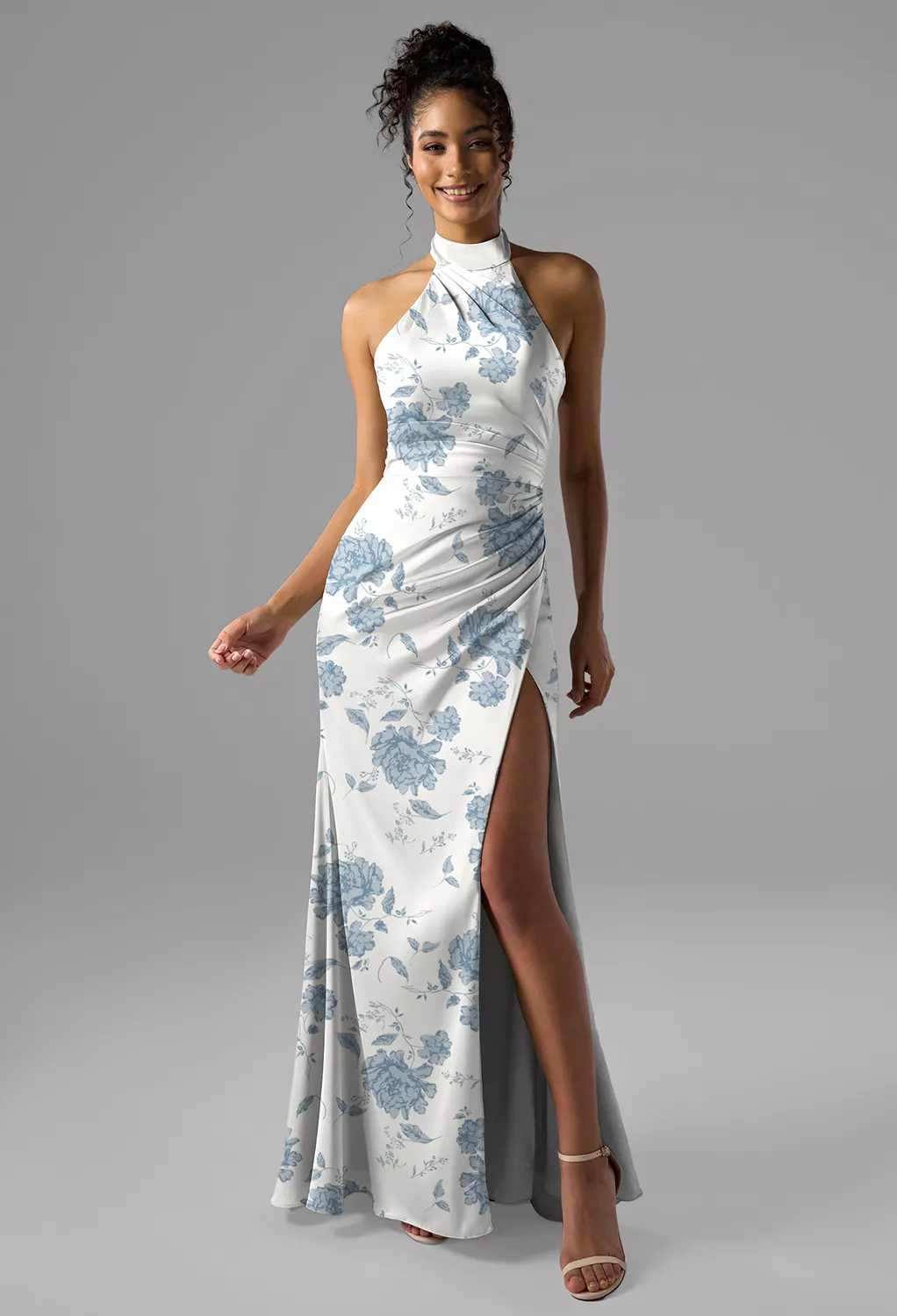 Dusty Blue Peonies, Blue Floral Floral Bridesmaid Dresses | AW.Bridal