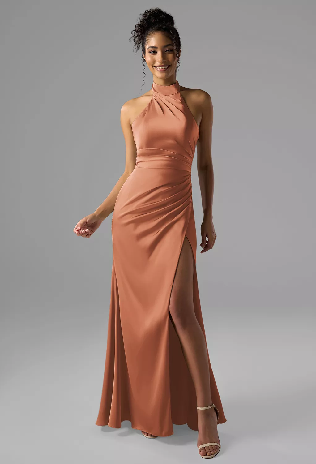sienna bridesmaid dress david's bridal Sexy Dark Red Empire with Slit Straps Evening Dress Party Gown HONGIVE main image 1