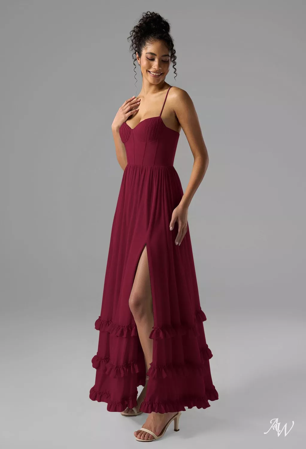 red and gray bridesmaid dresses Grey Bridesmaid dress with tulle skirt Long convertible Bridesmaid Dre –  MarryLover main image 1