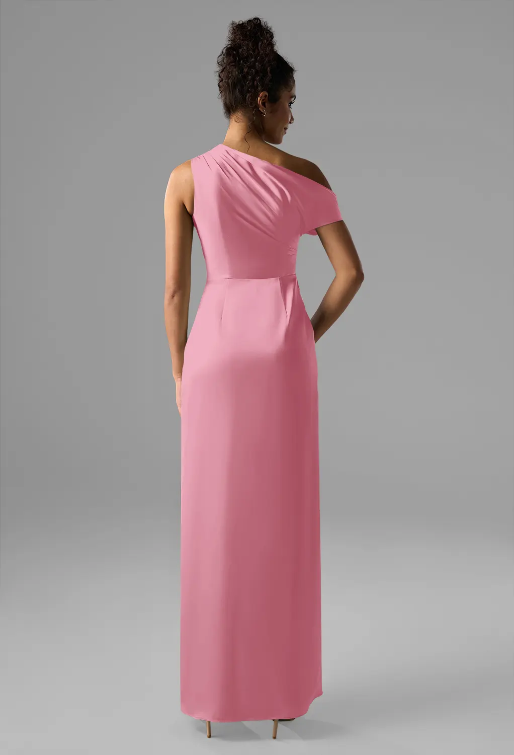 carnation pink bridesmaid dresses Coral Page 2 perfect for garden weddings color:Stormy Bridal party 260-June-2026 Esmaria | Black High-Neck