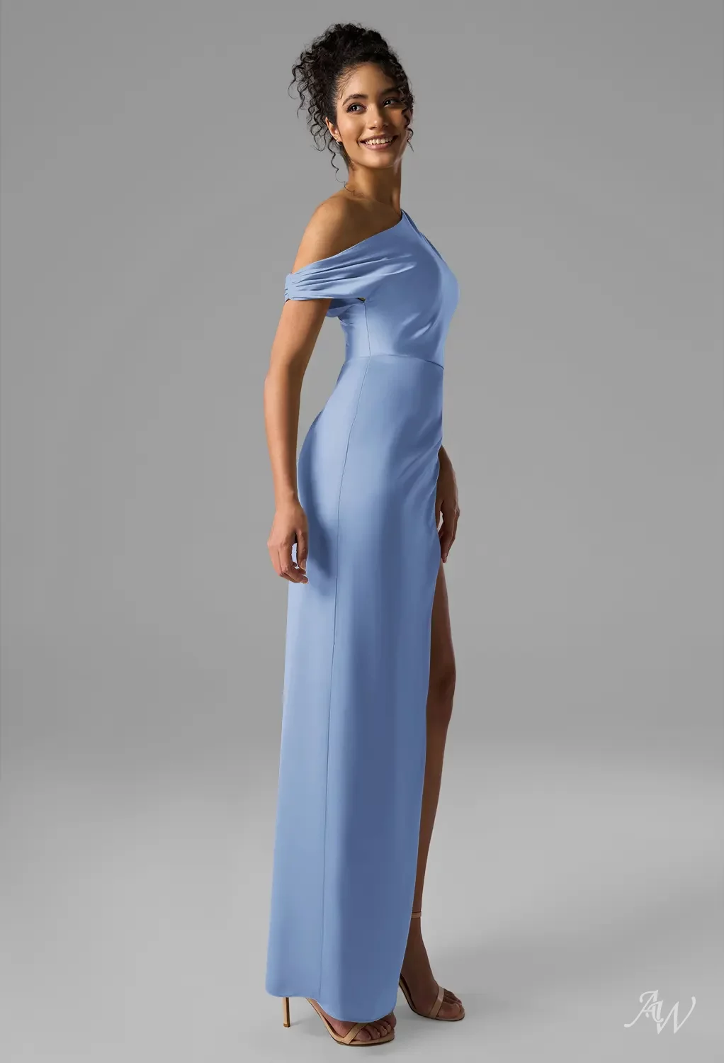 floral chiffon luxury dress Blue Mother of the Bride Dresses 2026 for WomenOne Shoulder Short Flutter Sleeve Side Ruched High Slit Midi Mermaid Formal Wedding Mary J. Inspired Brown English Violet Color:Blossom or bridal events Size