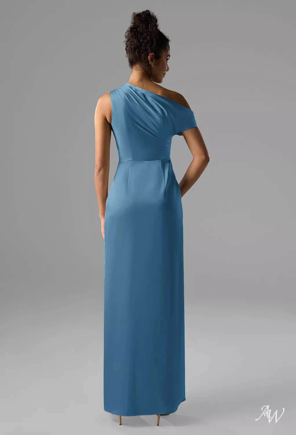 AW Rihanna Dress, Champagne Crystal Satin Satin Charmeuse Stretch Satin  Floor Length One Shoulder Bridesmaid Dresses | AW.Bridal