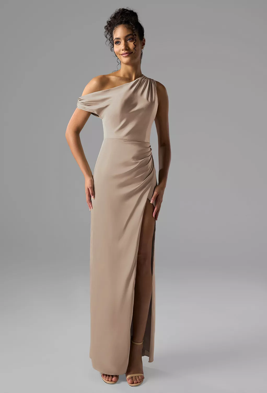 tan floral bridesmaid dress Taupe Dresses Page 3 ethereal bridesmaid dress you pink evening dress HAPPY Long Puffy Sleeve 颜色:Gray blue