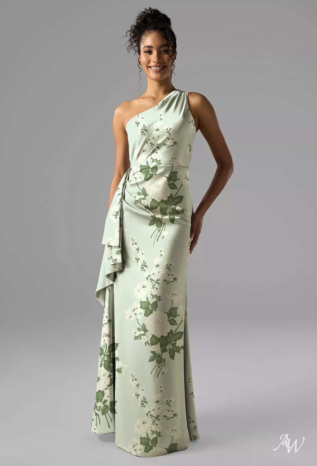 satin moss green bridesmaid dresses Six Stories Cowl Front Satin Bridesmaid Dress