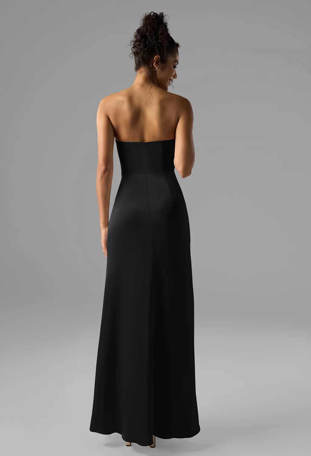 strapless black bridesmaid dress Charming Strapless Pleats Sleeveless Long Chiffon Bridesmaid Dresses