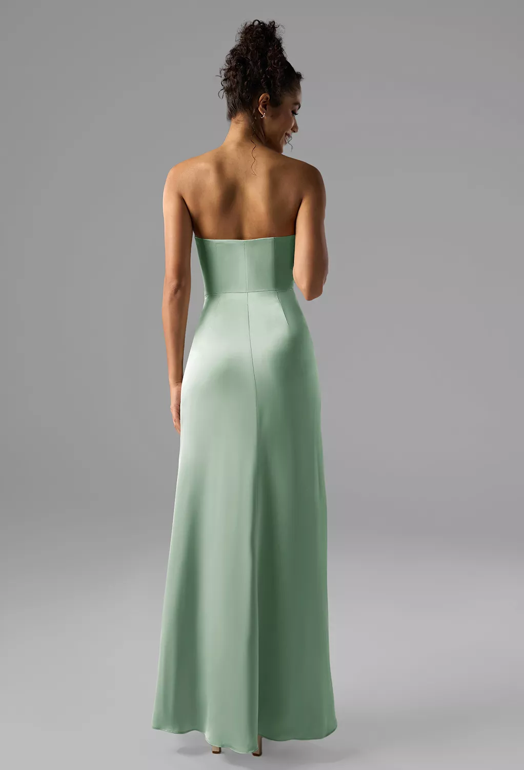 satin strapless bridesmaid dress Dresses adjustable drawstring high slit for a Satin Charmeuse Short Bridesmaid Size:CHILD-Small-3T