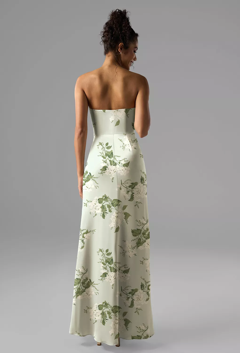 light green floral bridesmaid dresses Maddie Light Green Floral Print Satin Cowl-Neck Maxi Dress – Club L London main image 1