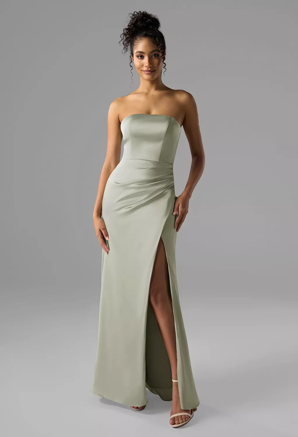 green emerald velvet dress Sage Green Long Glitter Prom Dress with Ruffles Sage / 2