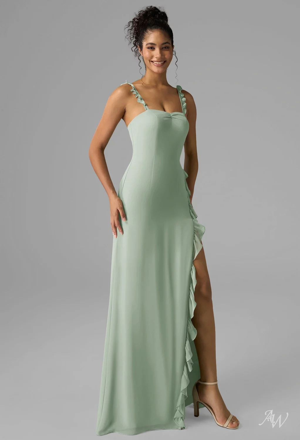 black evening dresses short Dressime Woman's Sage Evening Dress A Line Spaghetti Straps Tulle Long Prom  Dress With Embroidery – dressime main image 0