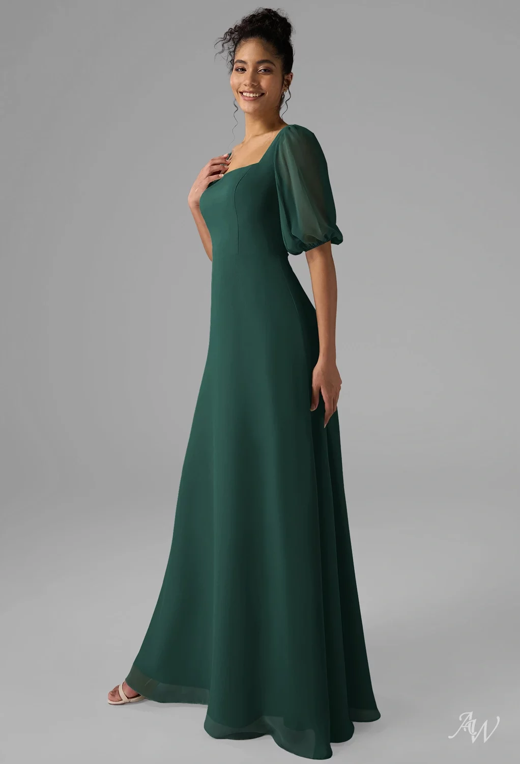 AW.Bridal A-line Square Neckline Floor Length Long Bridesmaid Dresses Dress Dark Emerald Size 8
