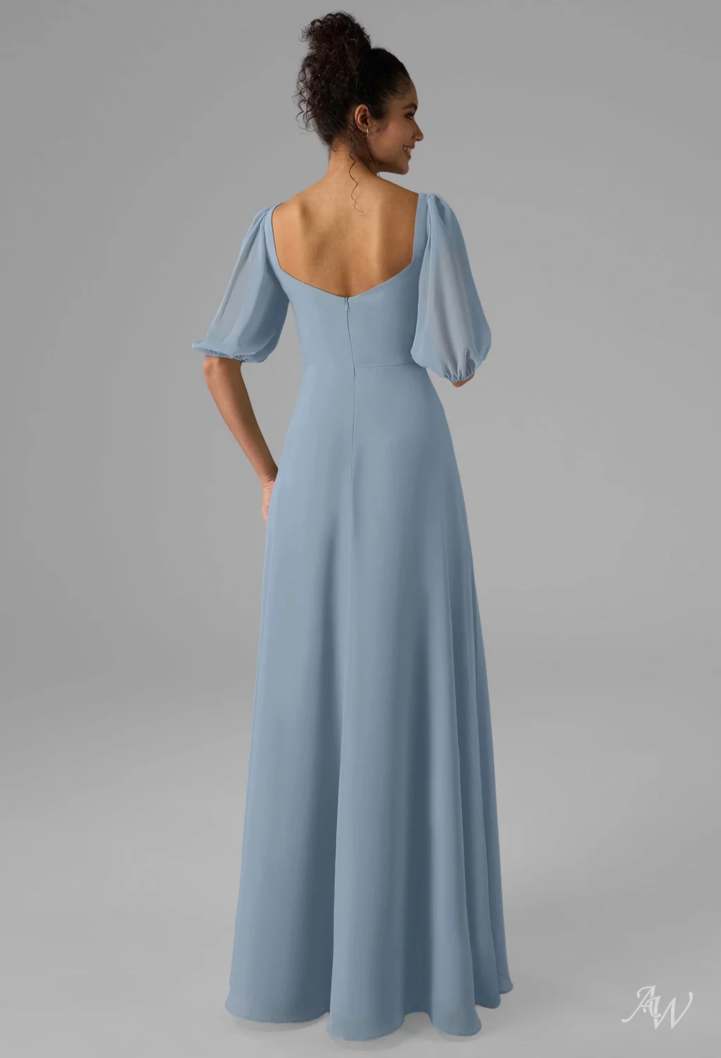 dusty blue bridesmaid dress A-Line Long Dusty Blue Chiffon Long Sleeves Bridesmaid Dress 2025 main image 1