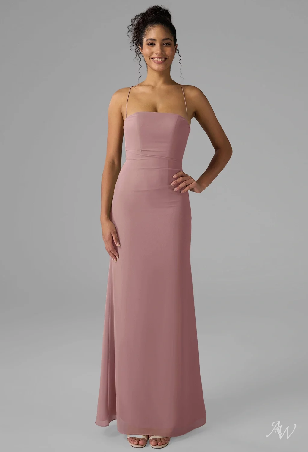 dusty rose lace bridesmaid dresses Dusty Rose Long A-line Lace V-Neck Bridesmaid Dresses With Appliques main image 1