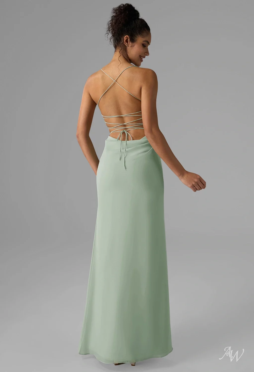 slim fit dress slacks Halter Backless Sage Chiffon Long Beading Plus Size Prom Dress main image 0