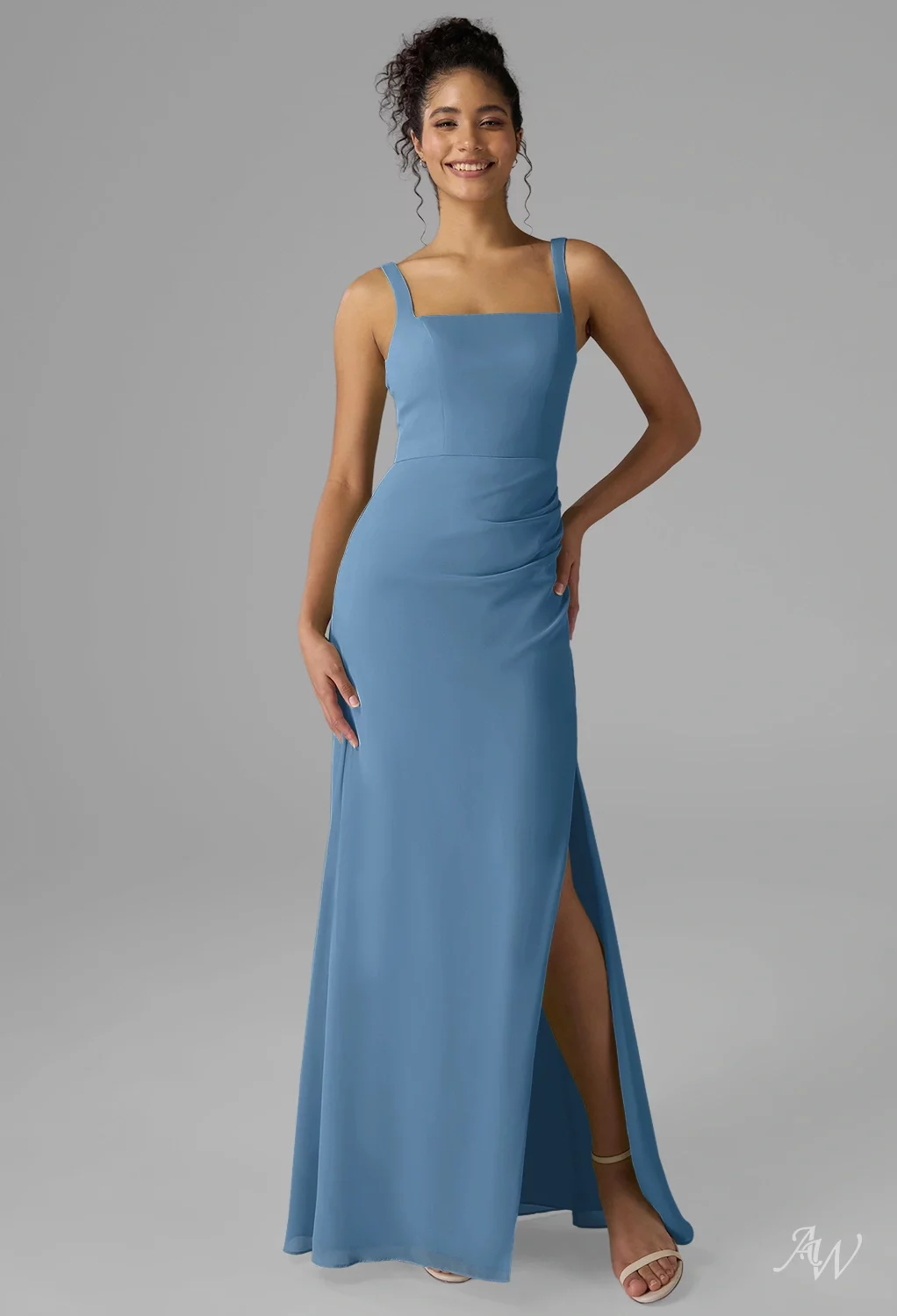 bridesmaid dress dusty blue Eva Size S 3345 Dusty Blue Bridesmaid Dress