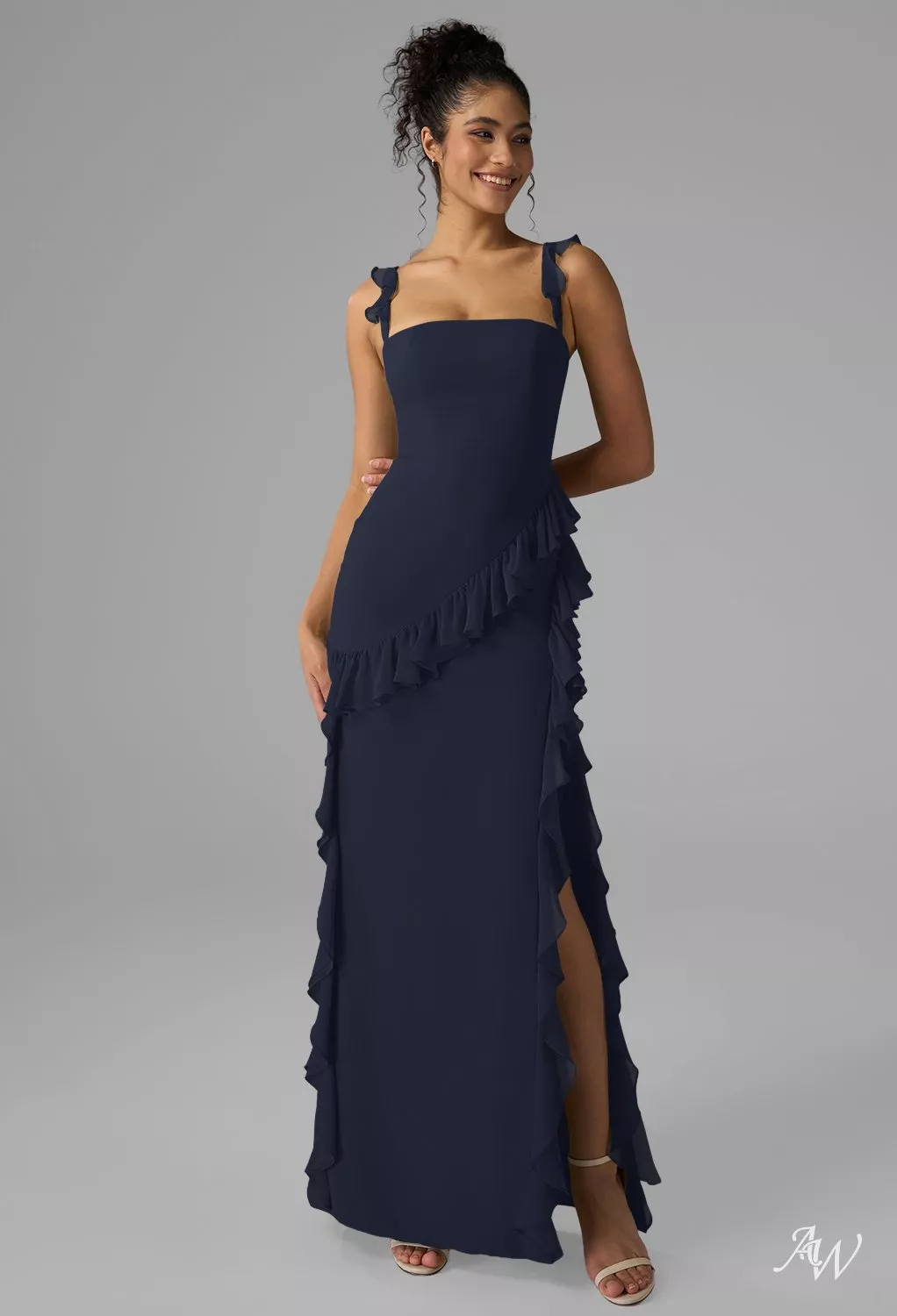 knee length dresses for ladies Enthralling A Line Draped Sleeves Bridesmaid Dresses With Pockets –  mollyevers.com main image 0