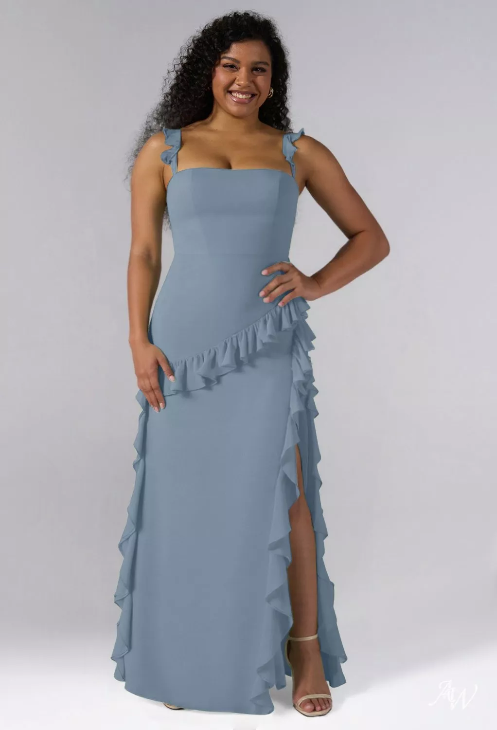 dusty blue linen dress Lenora Smocked Dotted Maxi Dress, Dusty Blue