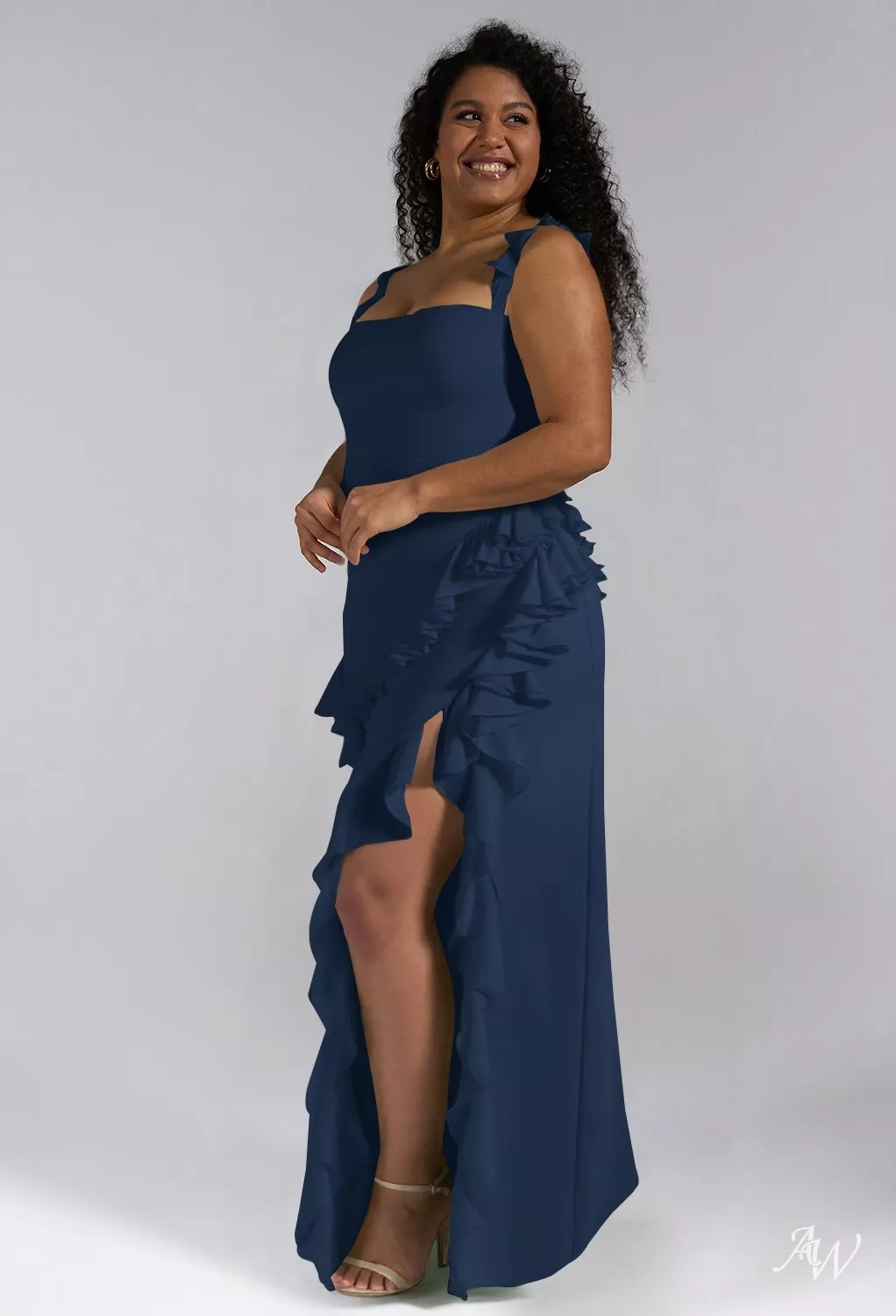 navy high low bridesmaid dress Azazie Sue