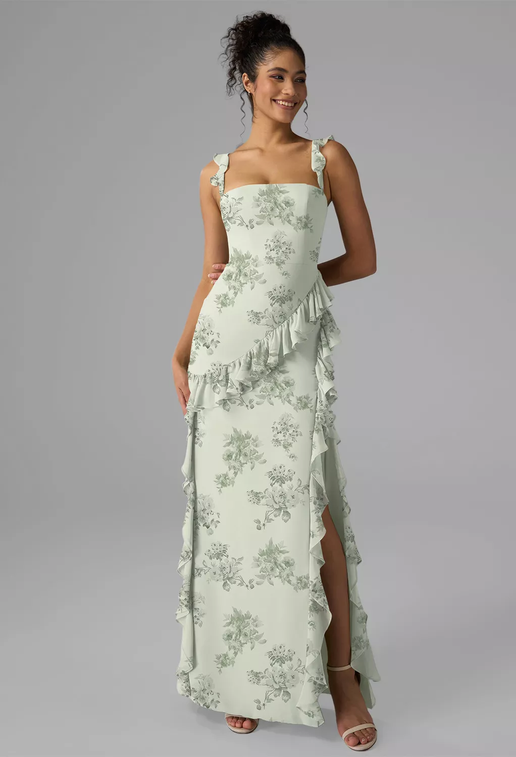 Pistachio Green Penoy, Green Floral Bridesmaid Dresses | AW.Bridal