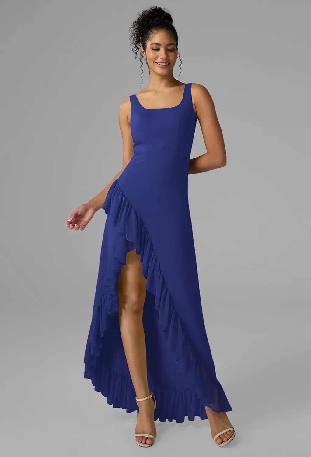 green emerald velvet dress V Neck Light Blue Long Prom Dress with Split, Light Blue Long Formal G –  abcprom main image 0
