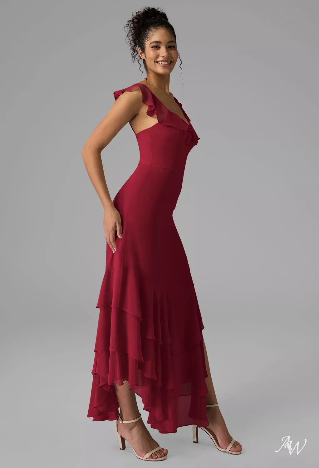 strapless open back dress Jester Red Cocktail Dress with Elegant Slit  Olvi's Lace