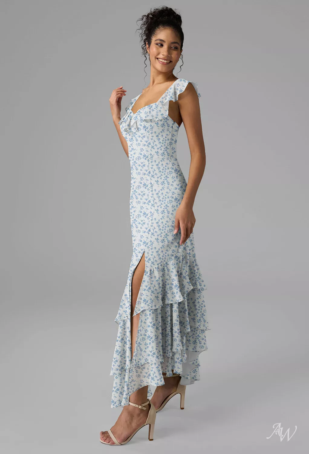 sienna sky blue floral dress Dungaree Denim Patchwork Dress – Farm Girls Fancy Frills main image 0