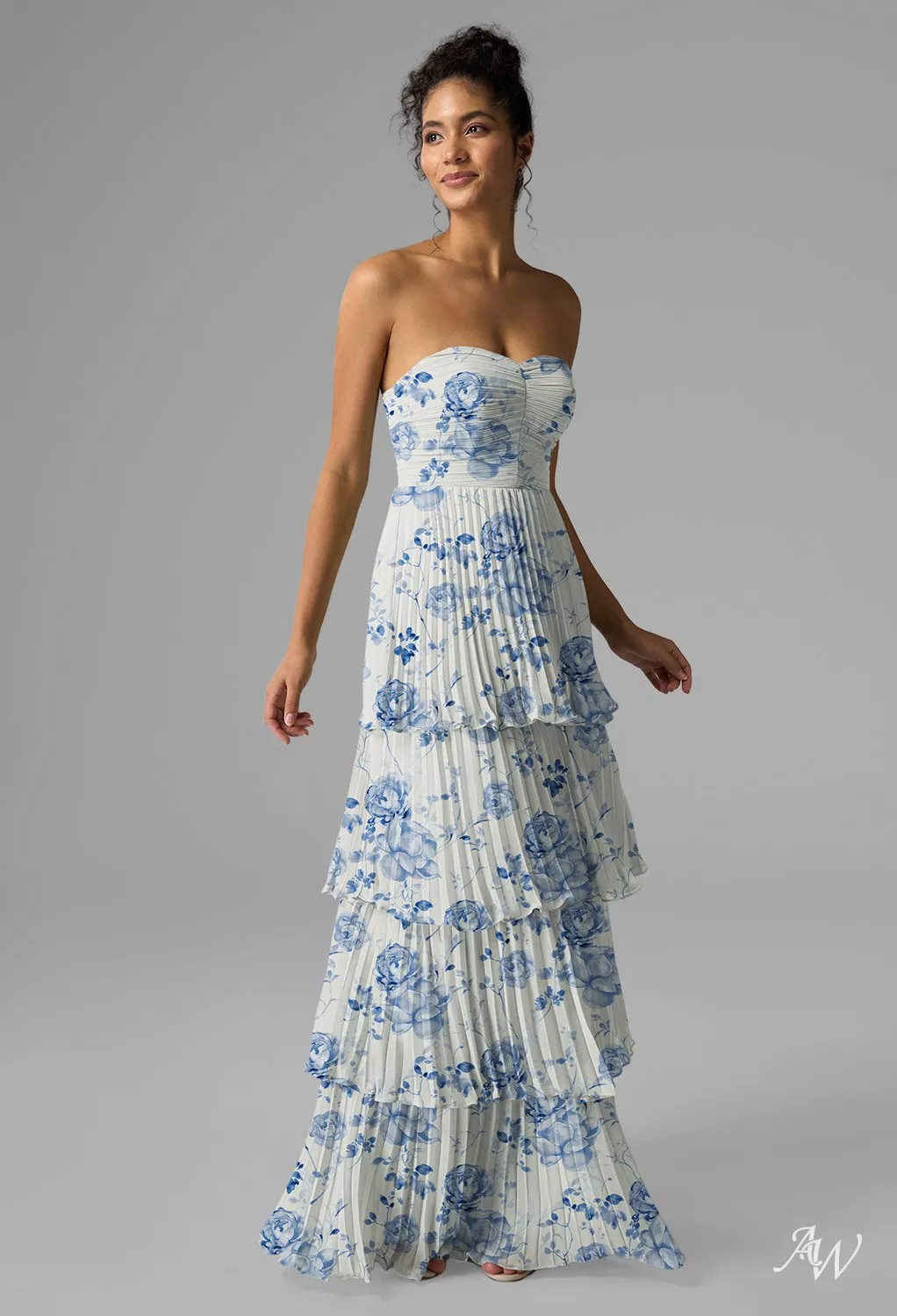 AW Bryn Dress, Pistachio Green Penoy Chiffon Crystal Satin Satin
