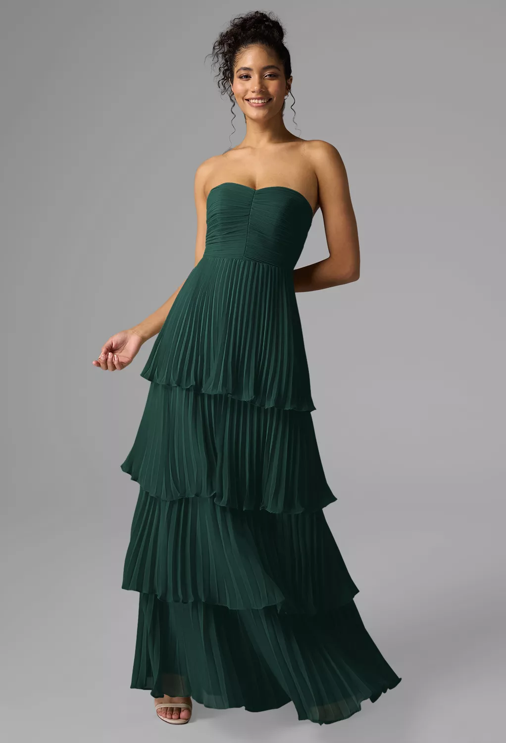 slim fit dress slacks Berylove Women Dark Green Wedding Guest Dress A Line Spaghetti Straps Maxi Prom Dress with Slit, Dark Green / M main image 0