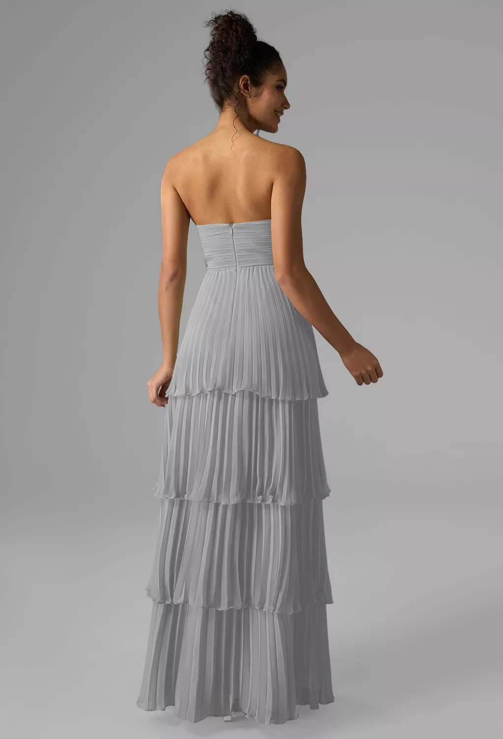 grey tie dress Grey Metallic Tie Neck Maxi Dress  self-portrait-US